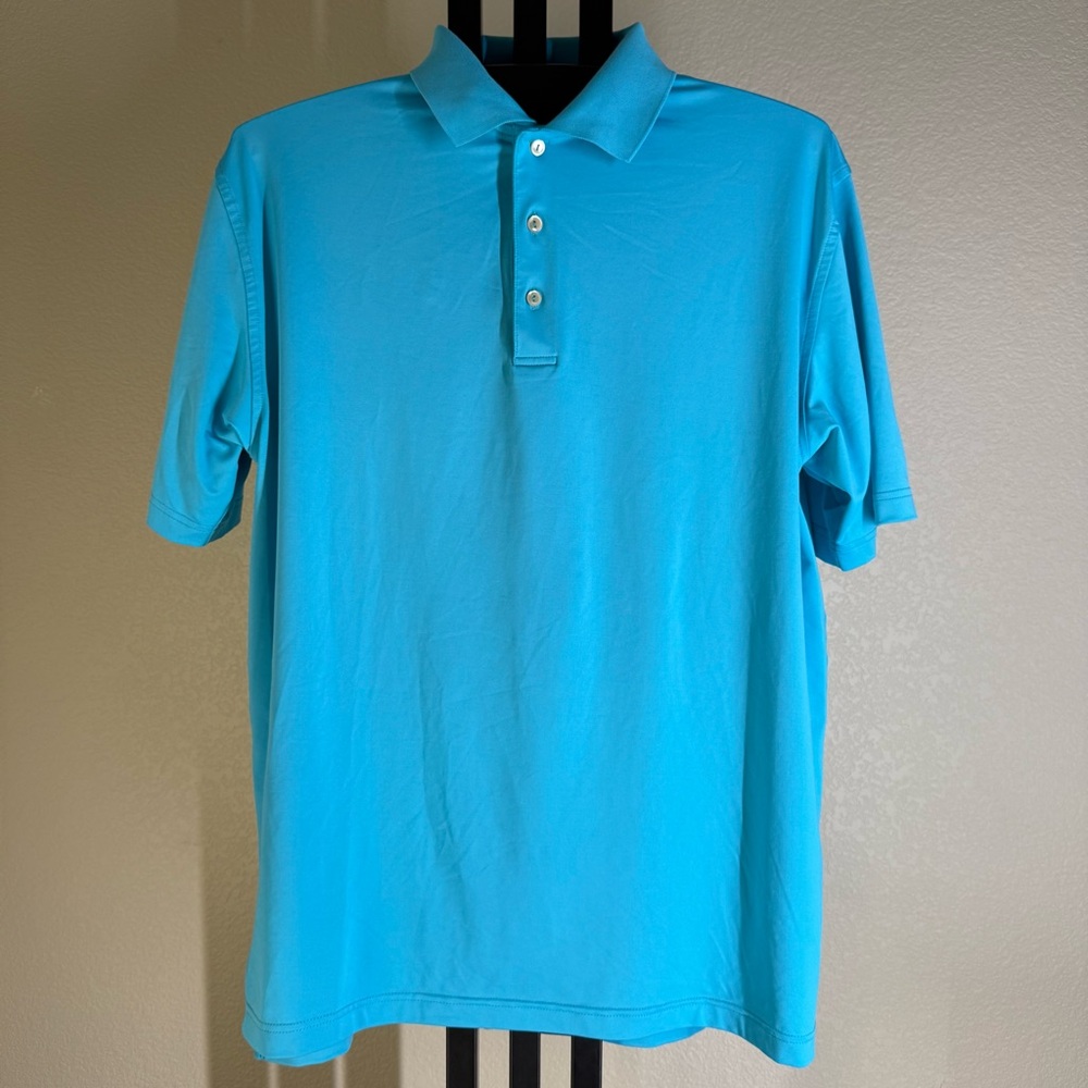 Peter Millar Summer Comfort Polo Shirt Men’s Large Aqua Blue Performance Golf